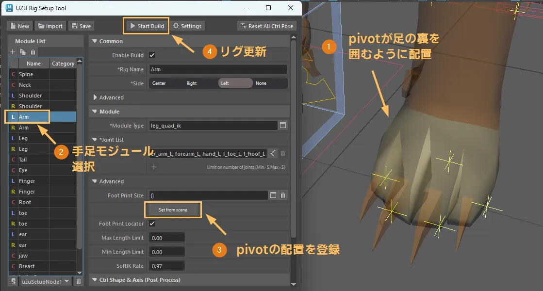 足のpivot調整